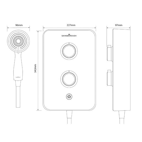 Slim Duo Electric Shower 9.5kw - Titanium Grey