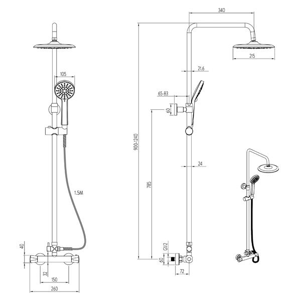 Round Dual Outlet Mixer Shower