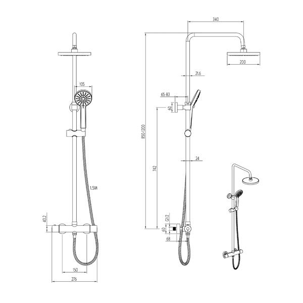 Round Dual Outlet Cool Touch Mixer Shower