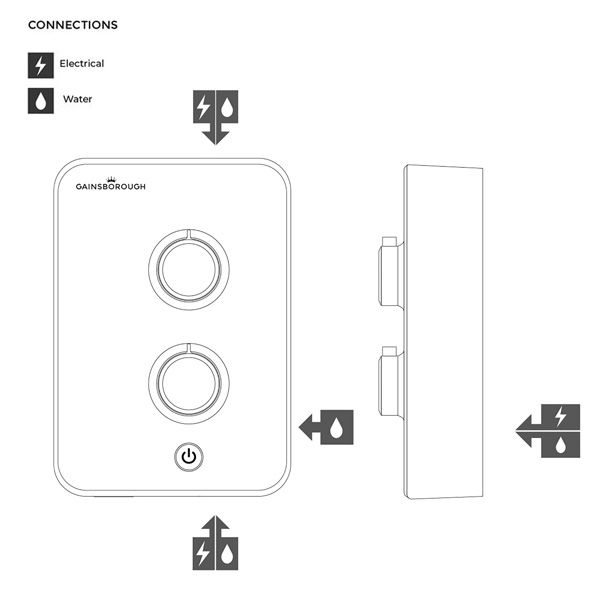 Slim Mono Electric Shower 9.5KW Polar White